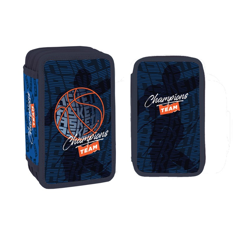 Penar elevi, model Basketball, 3 compartimente cu fermoar, 20x13x6.5 cm - imagine 3